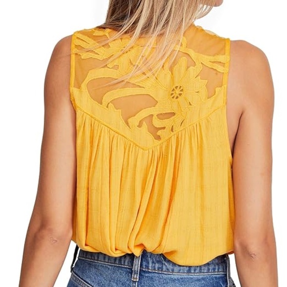 Free People Yellow Crosshatch Mesh Tank Top - Picture 7 of 8